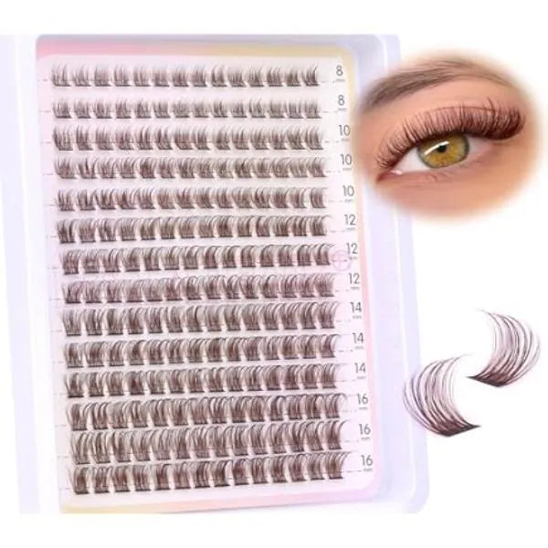 Wispy Eyelash Clusters Black Brown Pre-Glued