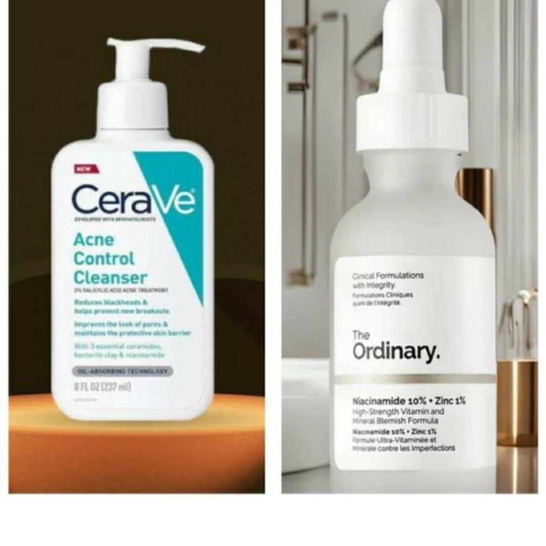CeraVe Acne Control Cleanser + Niacinamide Serum Bundle
